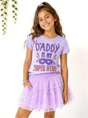 Twirl Girls “DADDY Is My Super Hero” Graphic Tee Size Large 10/12